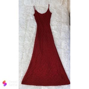Carmen Marc Valvo-Red Formal/Gown Bead Dress